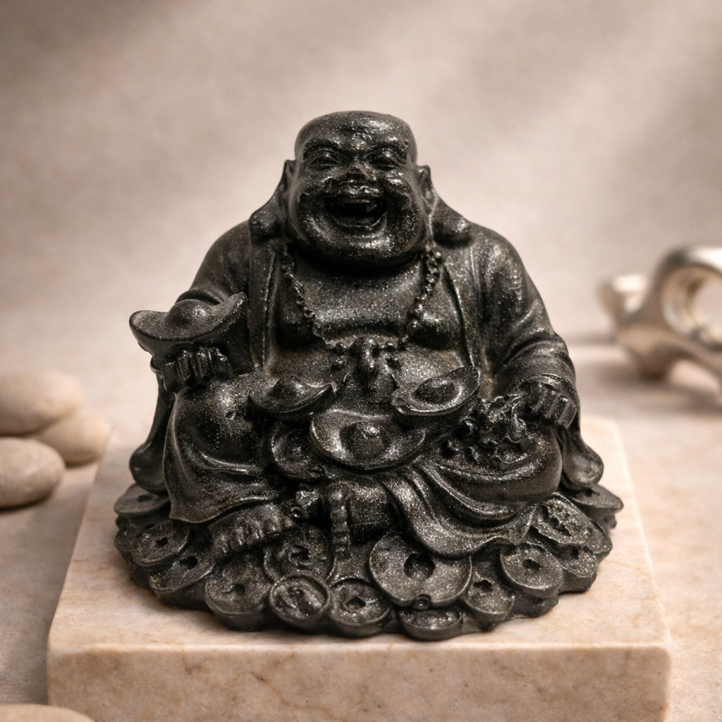Laughing Buddha Idol in Pyrite