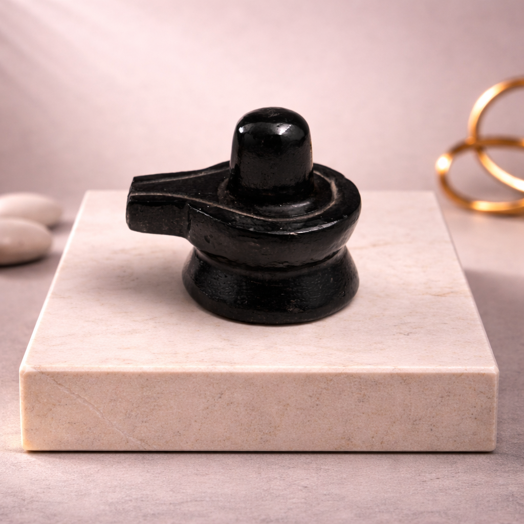 Small Shivling of Black Tourmaline for Protection