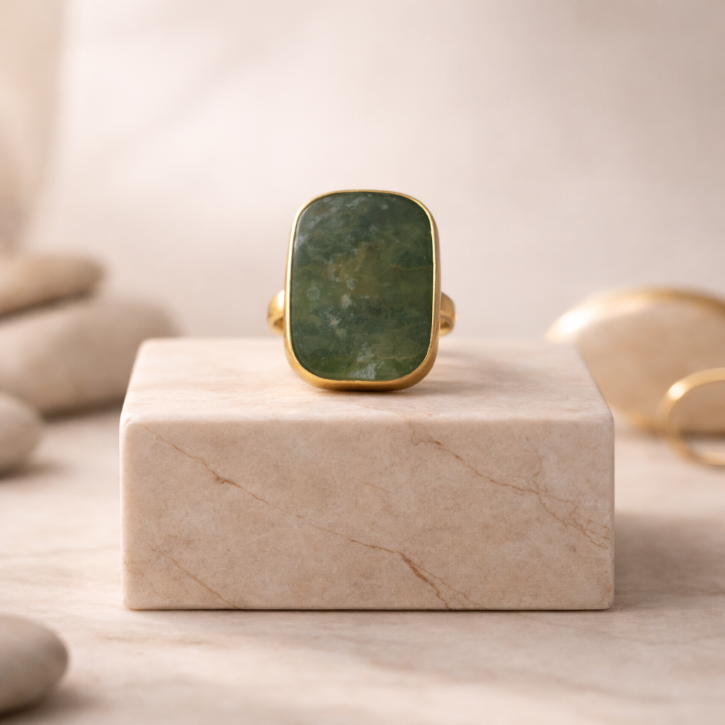 Ring of green jade for good luck and prosperity