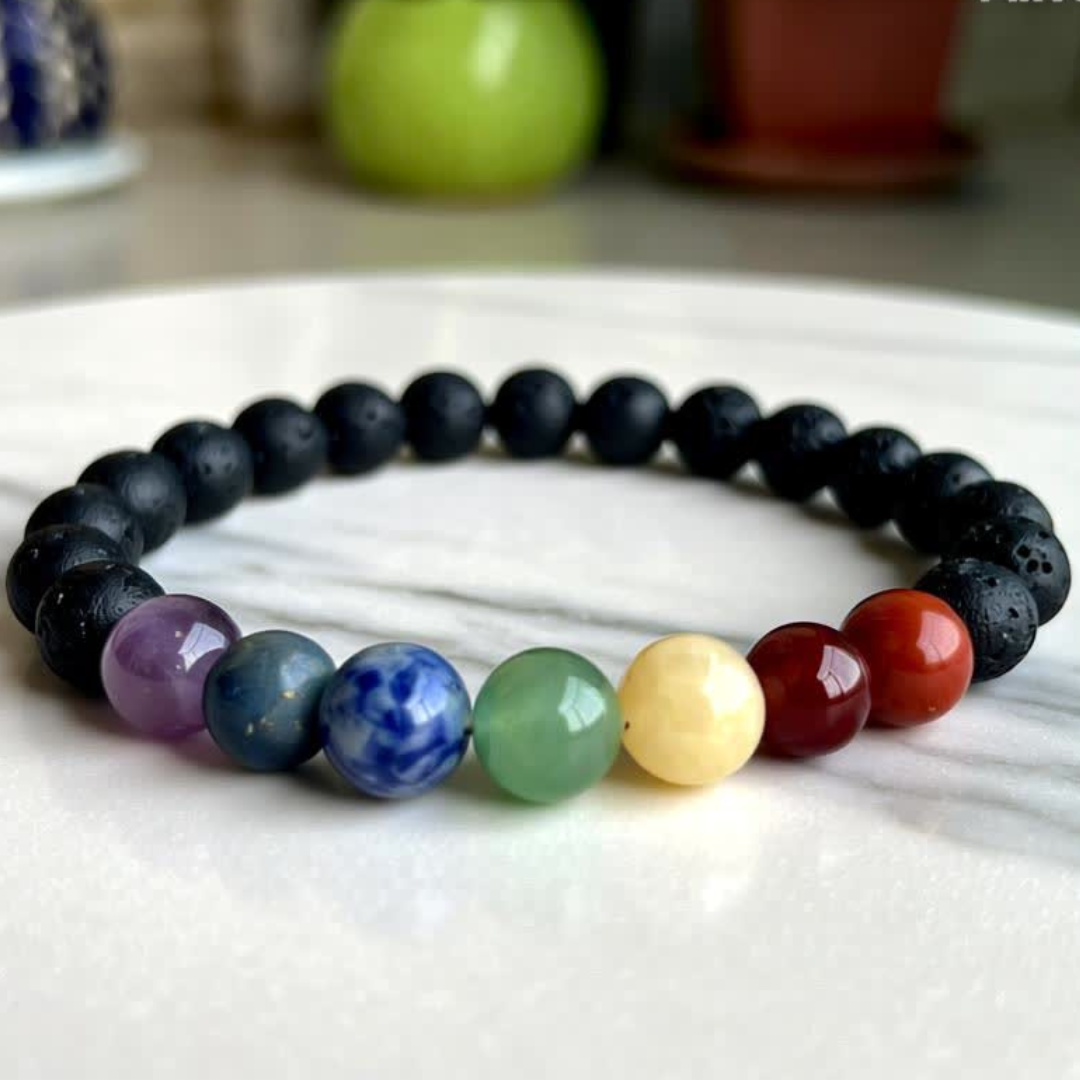 Seven Chakra with Lava stone Bracelet