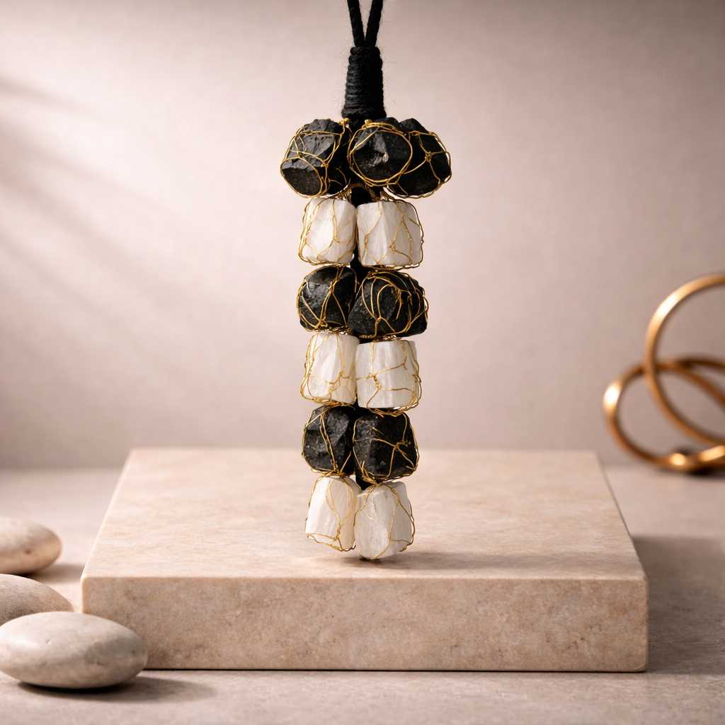 Selenite And Black Termanile Aura Cleansing And Protection