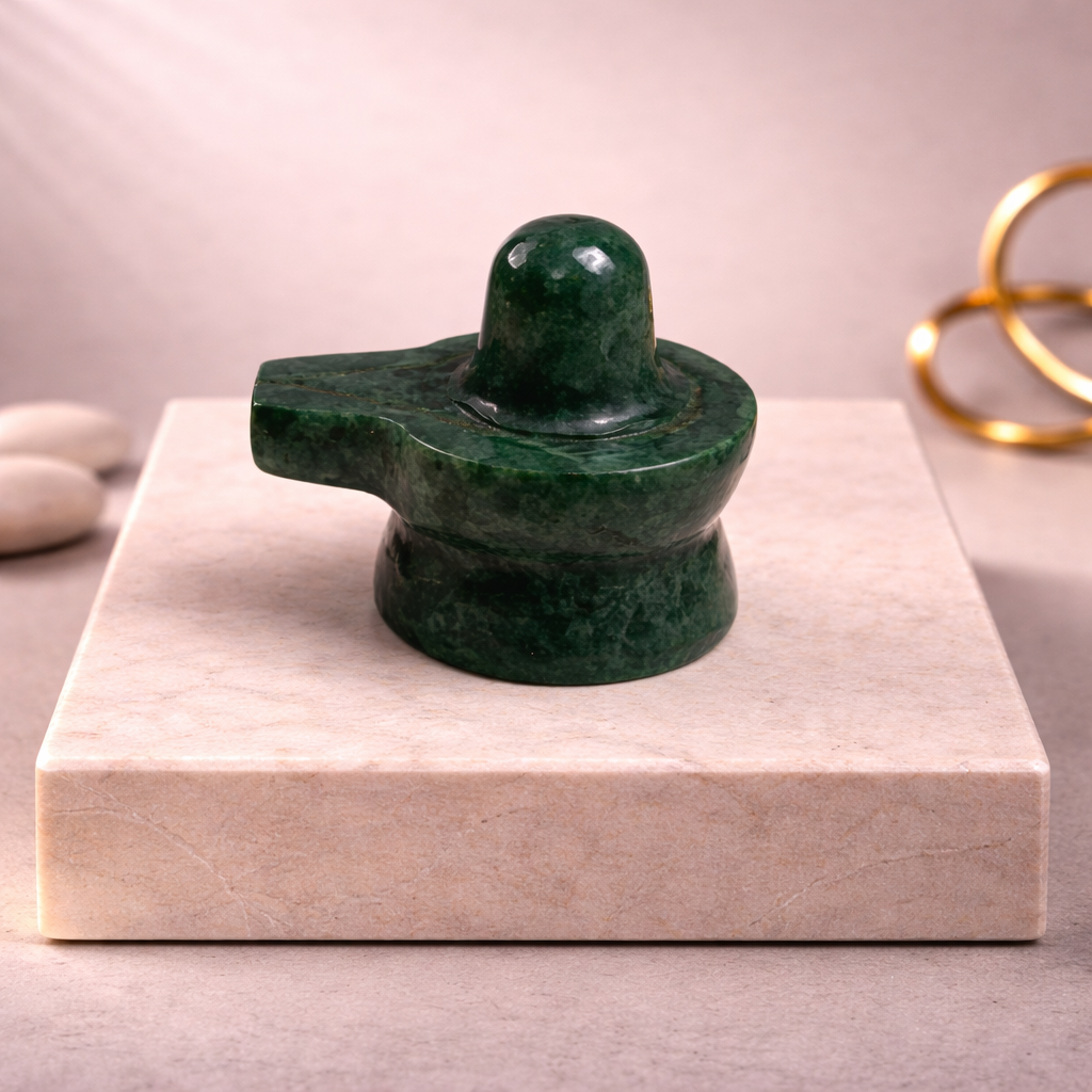 Shivling of Green jade Crystal