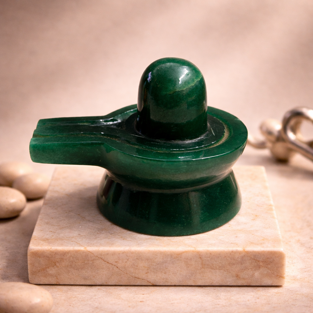 Shivling of Green jade Crystal
