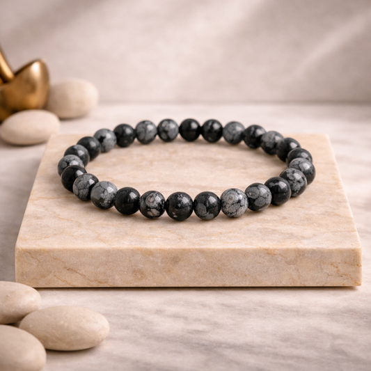 Natural Snowflake Obsidian Bracelet