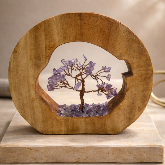 Amethyst Tree With Wooden Frame
