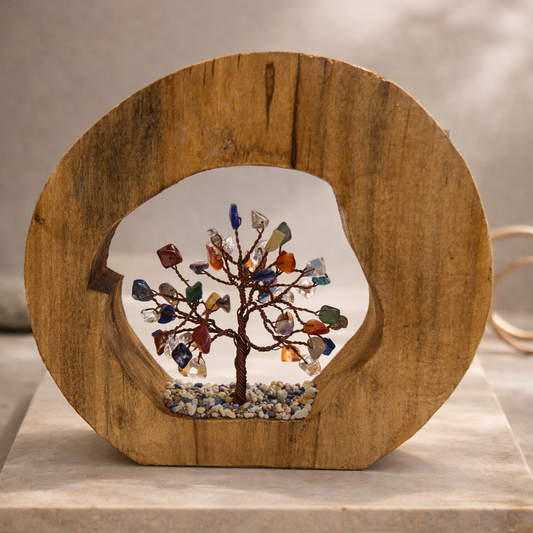 Seven Chakra Tree With Wooden Frame