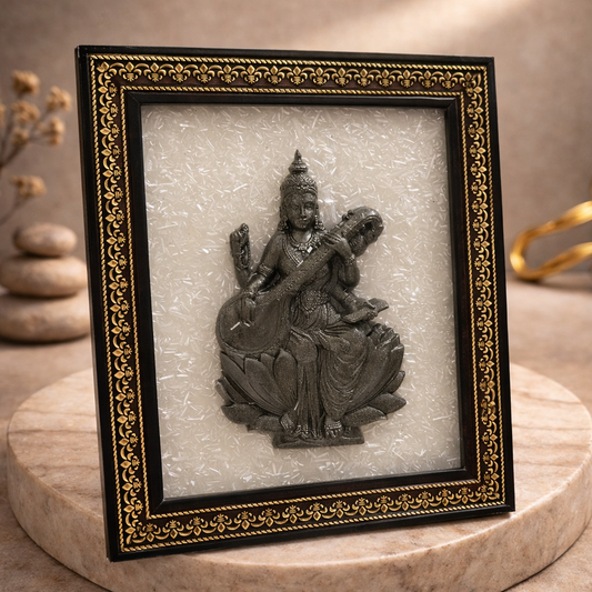 Saraswati Photo Frame With Selenite Background