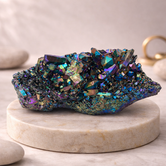 Titanium Aura Quartz Cluster