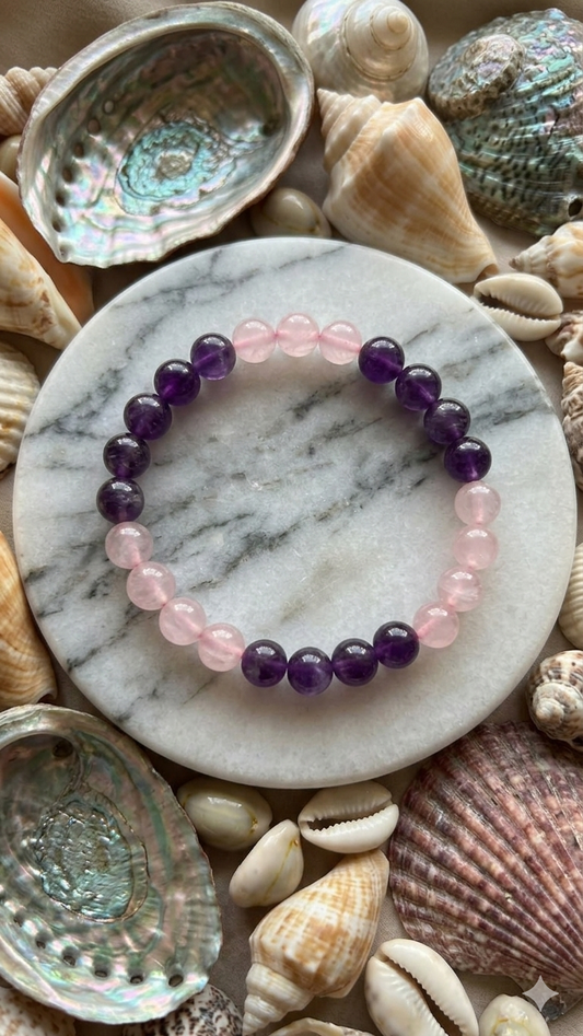 Rose Quartz & Amethyst  Bracelet