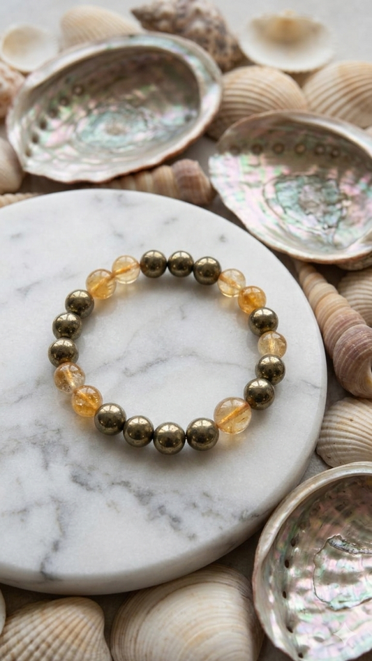 Citrine and Pyrite Bracelet