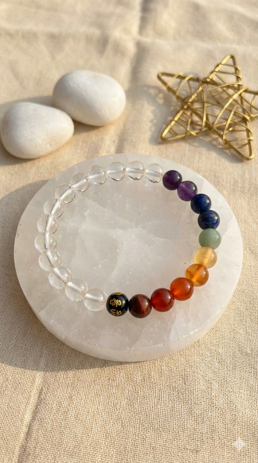 7 Chakra Healing Bracelet with Clear Quartz